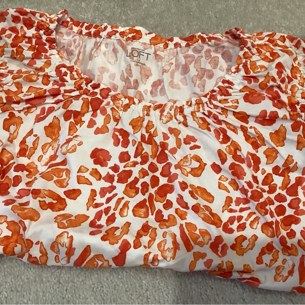 LOFT Orange and White Top